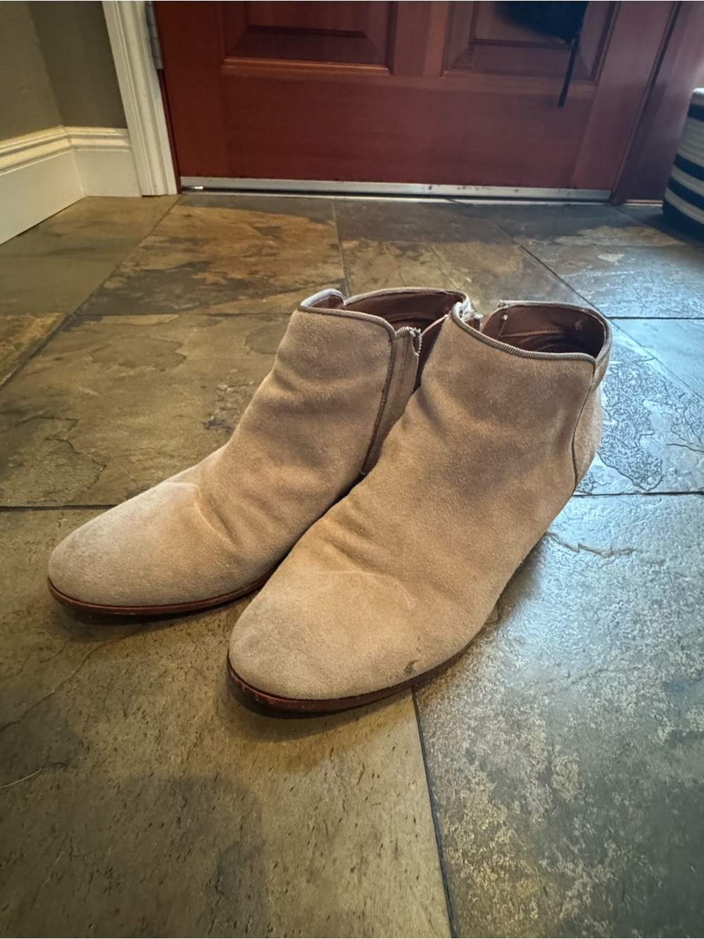 Beige Suede Ankle Boots - Classic Zip Boot